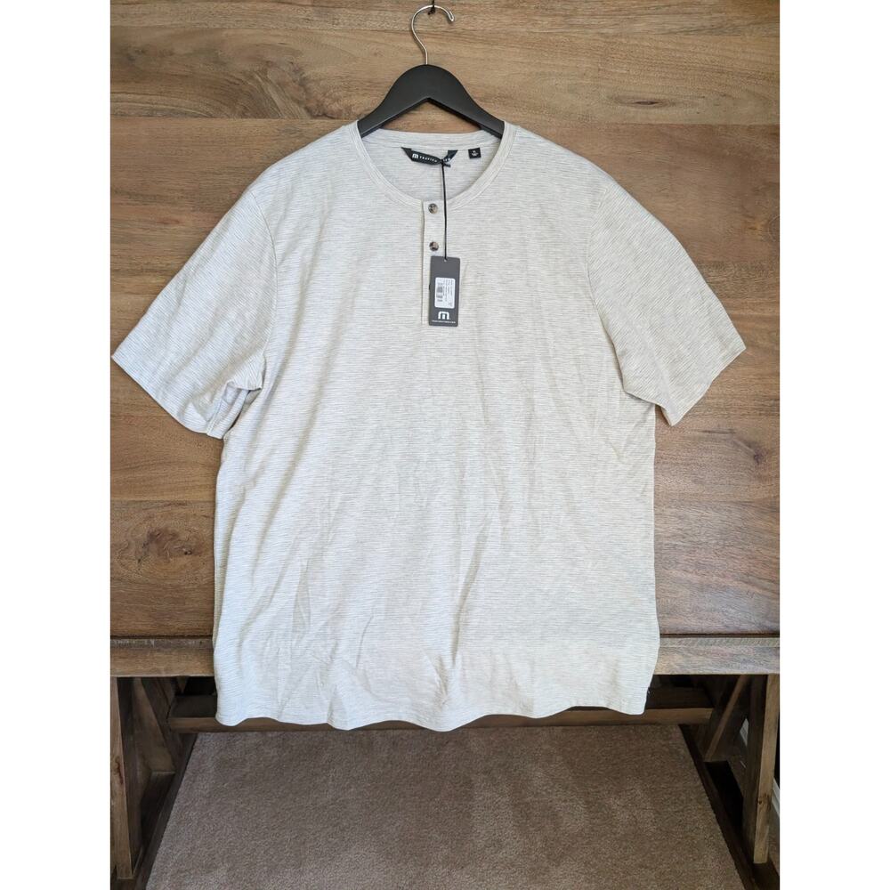 Travis Mathew Henley Shirt Mens XL Heather Gray Regular Fit Short Sleeve NWT